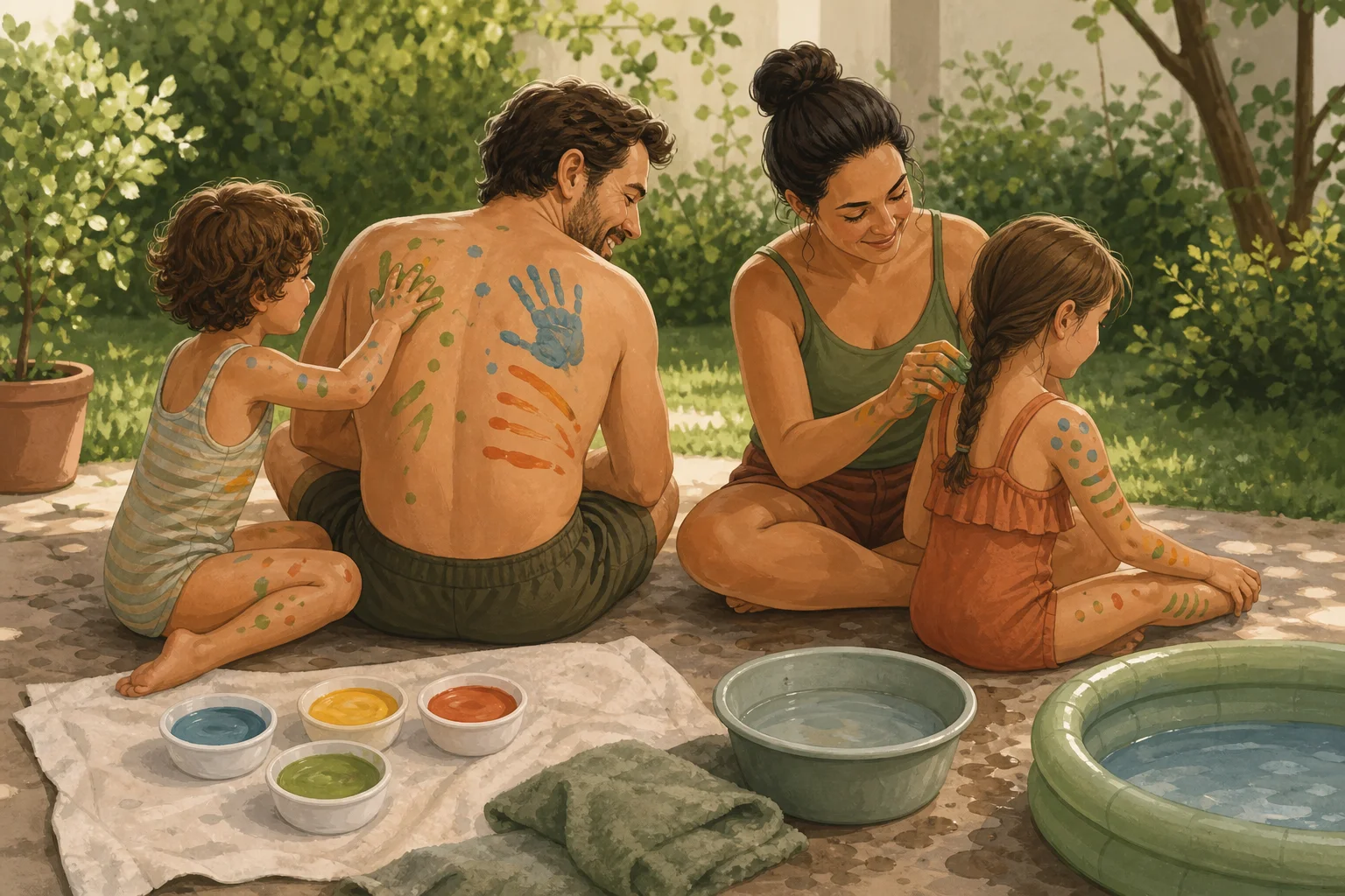 Illustration zur Lomiva-Idee „Die Familie wird zur Leinwand“.