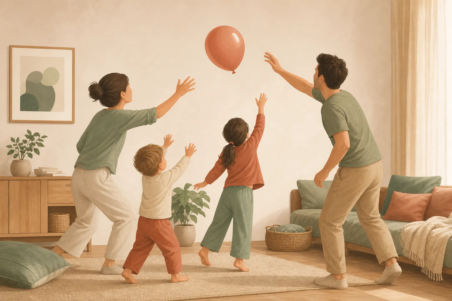 Illustration zur Lomiva-Idee „Luftballon in der Luft halten“.
