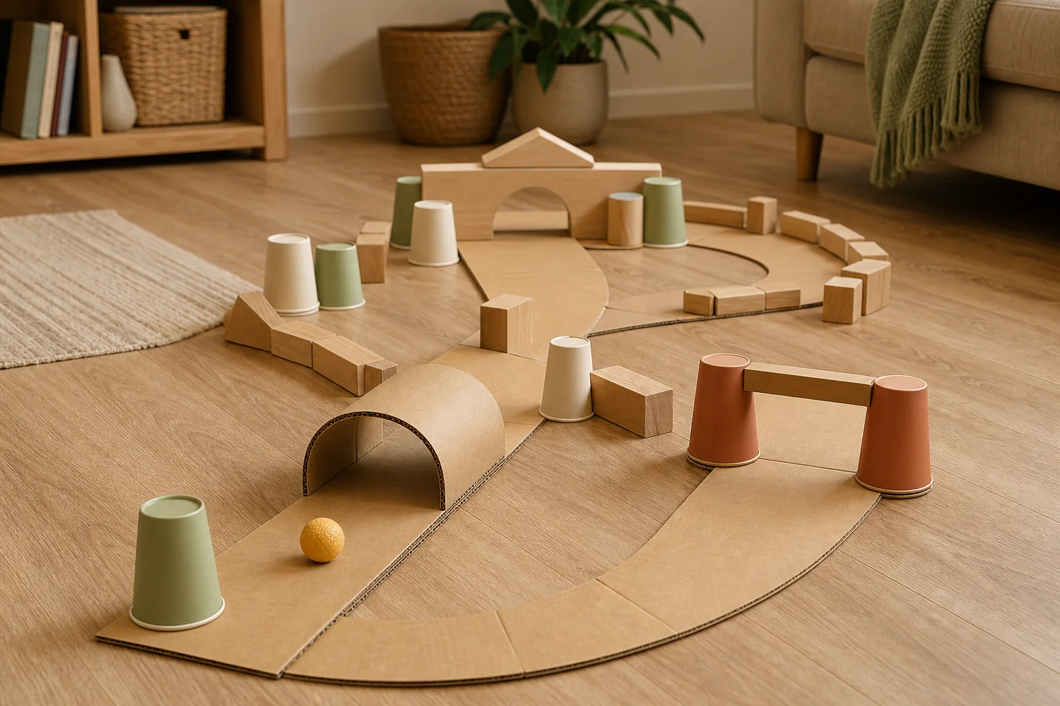 Illustration zur Lomiva-Idee „Wohnzimmer-Minigolf“.