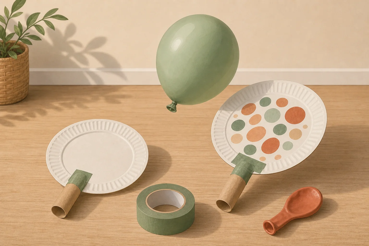Illustration zur Lomiva-Idee „Ballon-Tennis selber machen“.