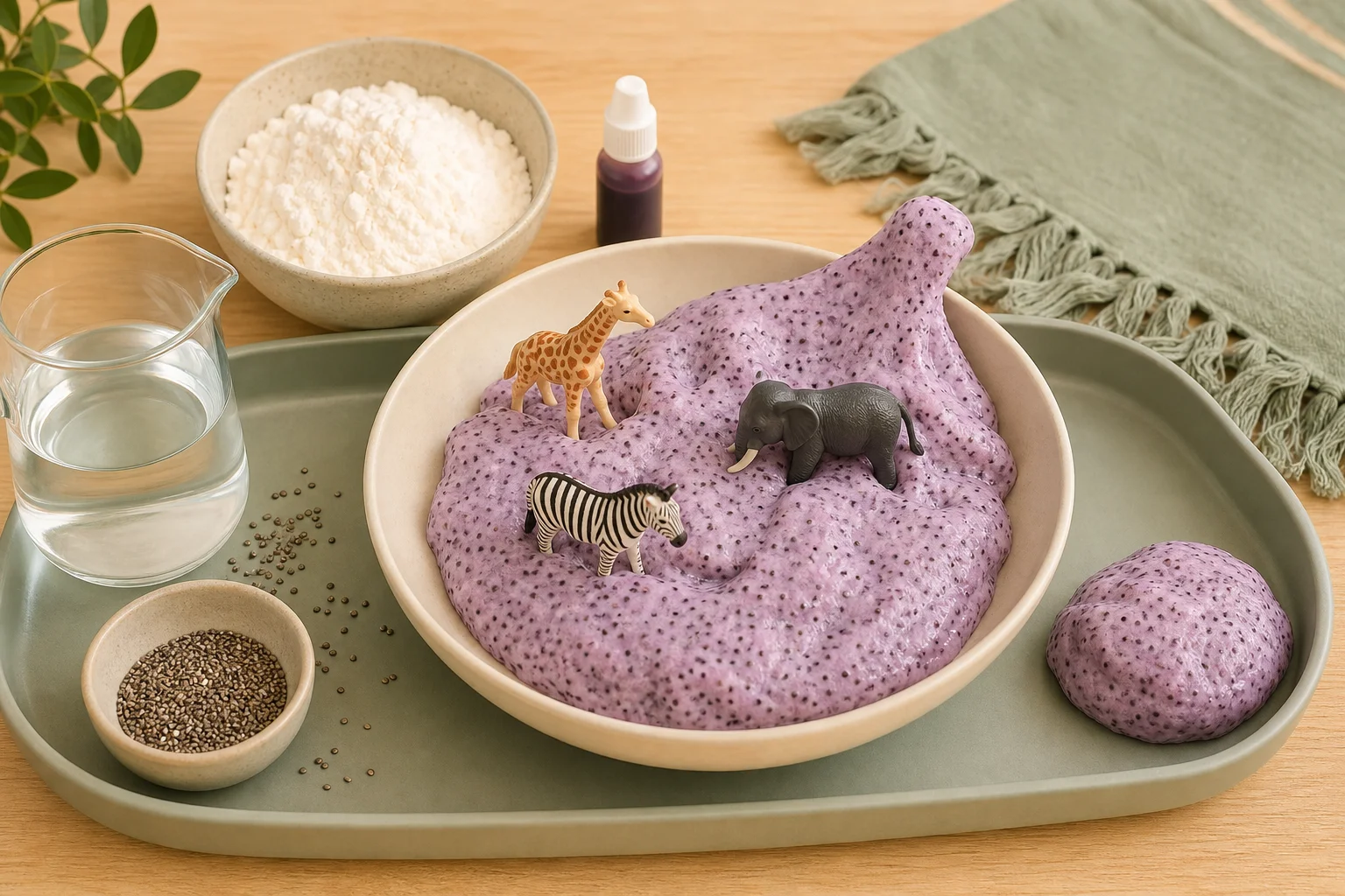 Illustration zur Lomiva-Idee „Chia-Spielschleim“.