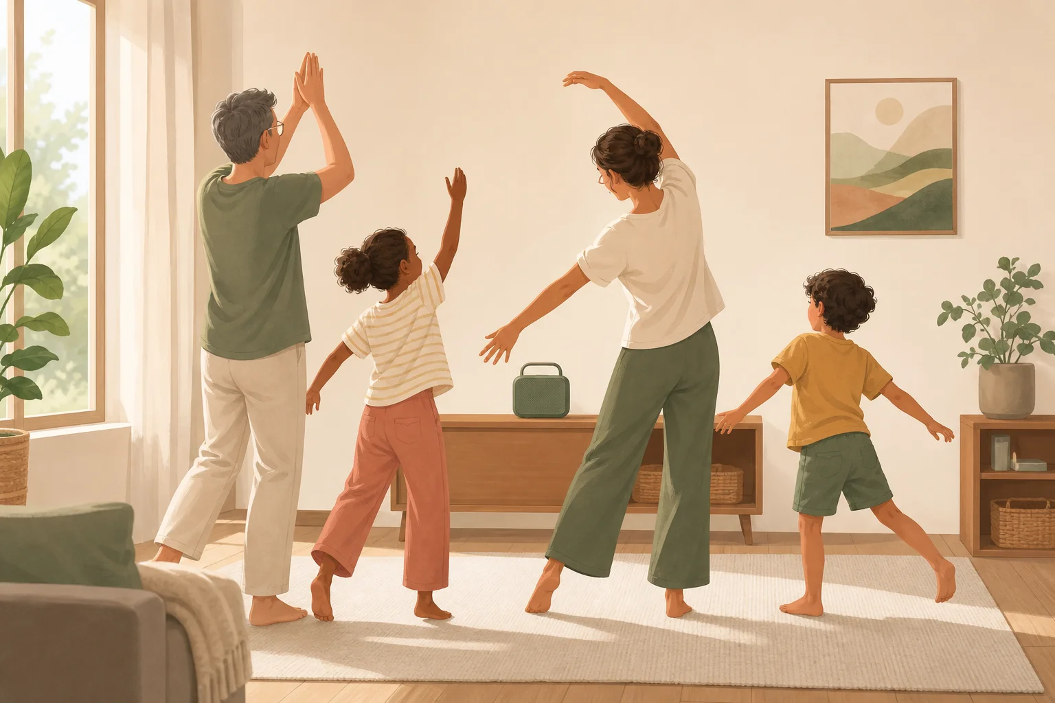 Illustration zur Lomiva-Idee „Bewegungsfolge selbst choreografieren“.