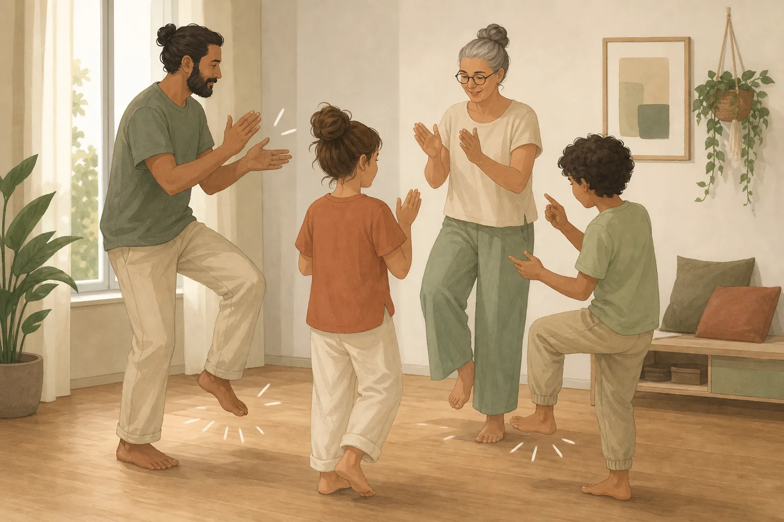 Illustration zur Lomiva-Idee „Bodypercussion als Familienbeat“.