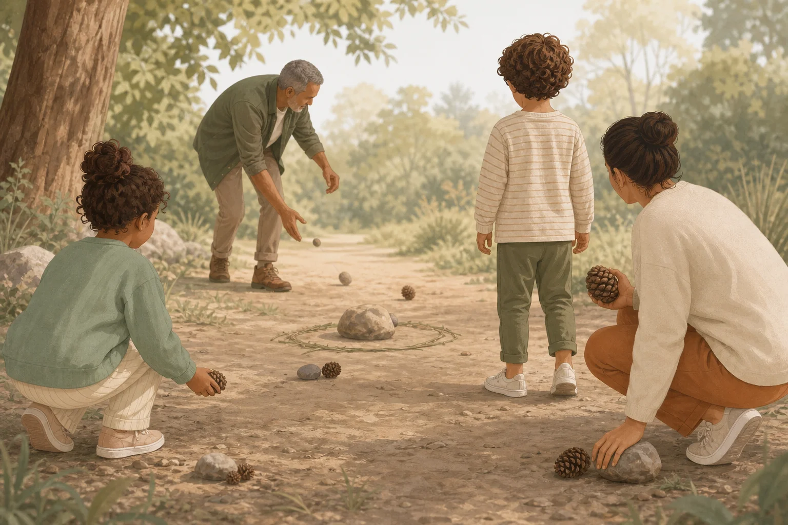 Illustration zur Lomiva-Idee „Natur-Boccia“.