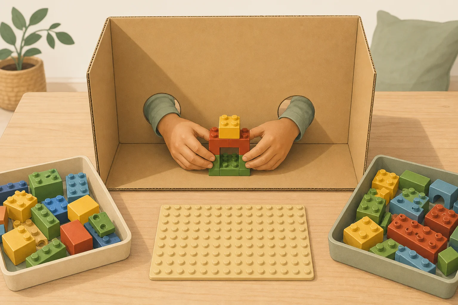 Illustration zur Lomiva-Idee „Fühl mal: Kannst du es nachbauen?“.
