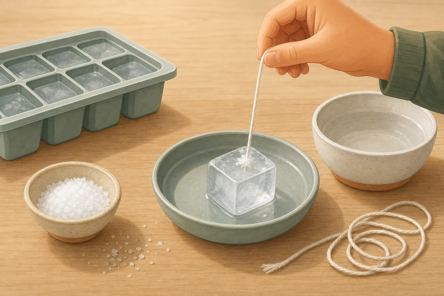 Illustration zur Lomiva-Idee „Eis mit Salz angeln“.