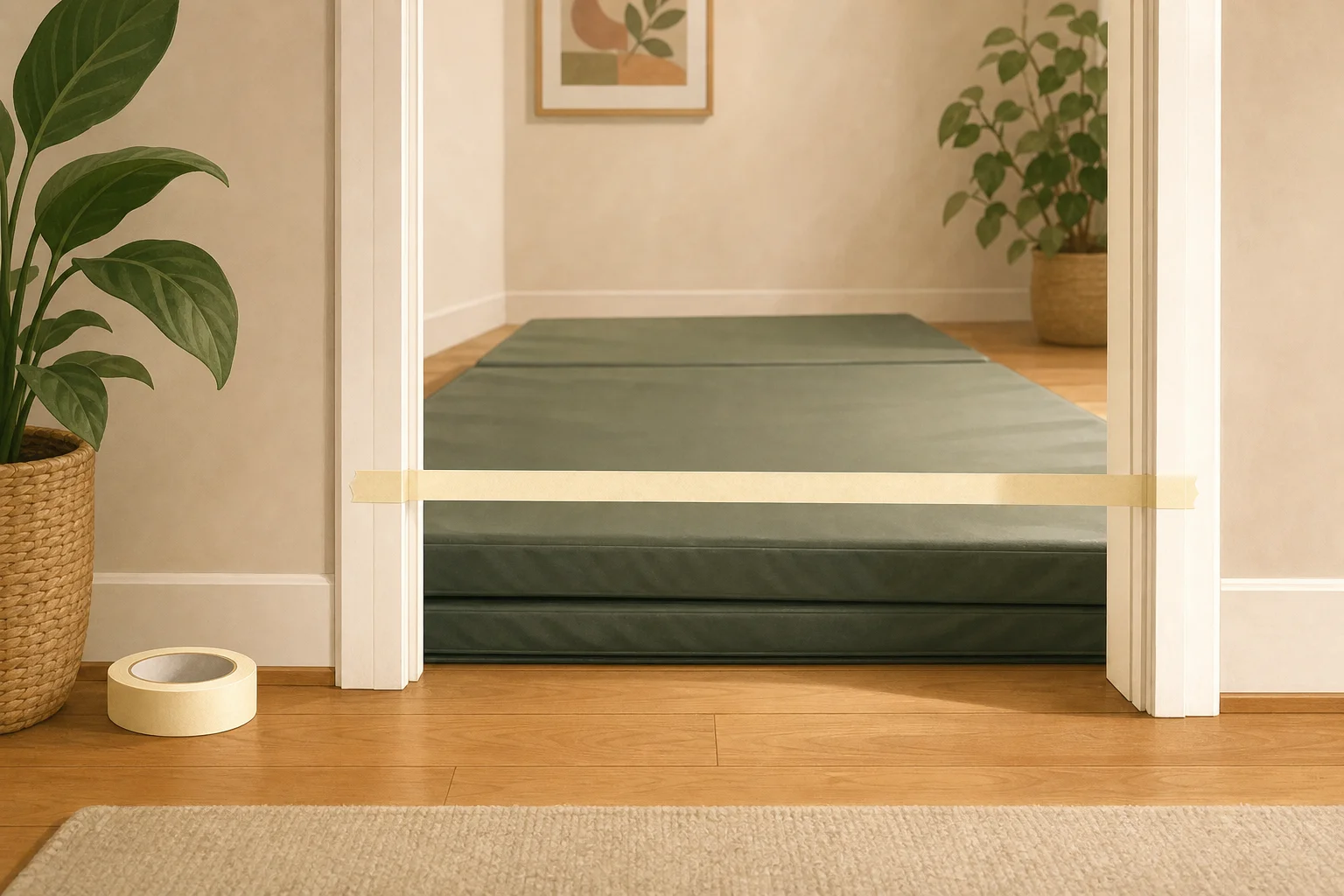 Illustration zur Lomiva-Idee „Wie hoch schaffst du es? - Indoor-Hochsprung“.