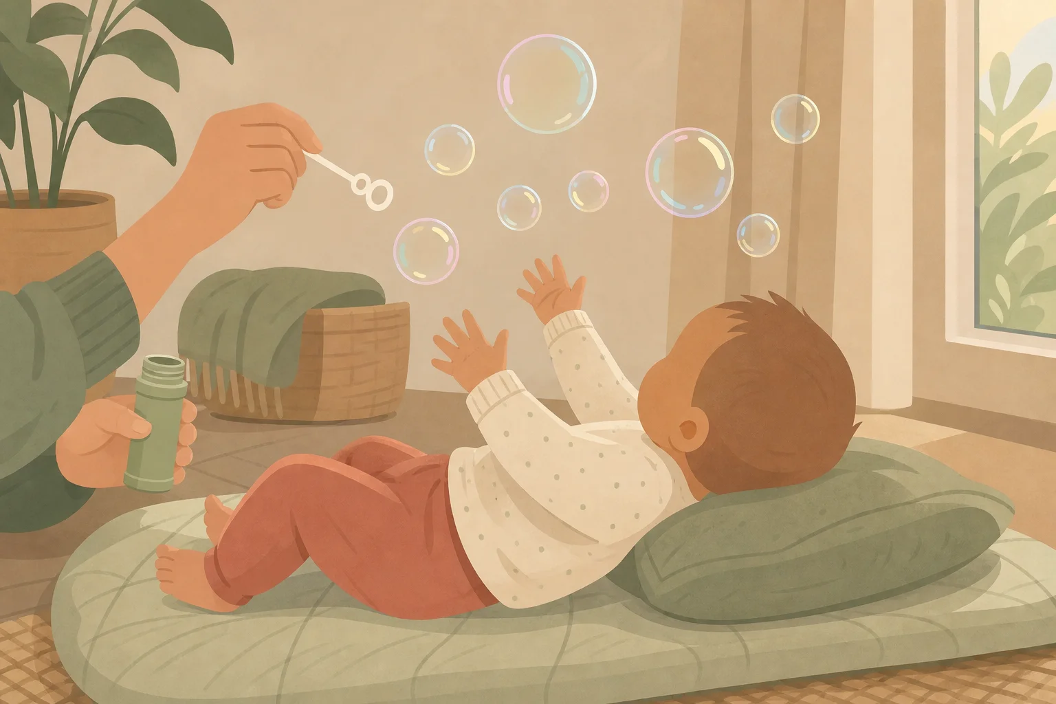 Illustration zur Lomiva-Idee „Tanzende Seifenblasen“.