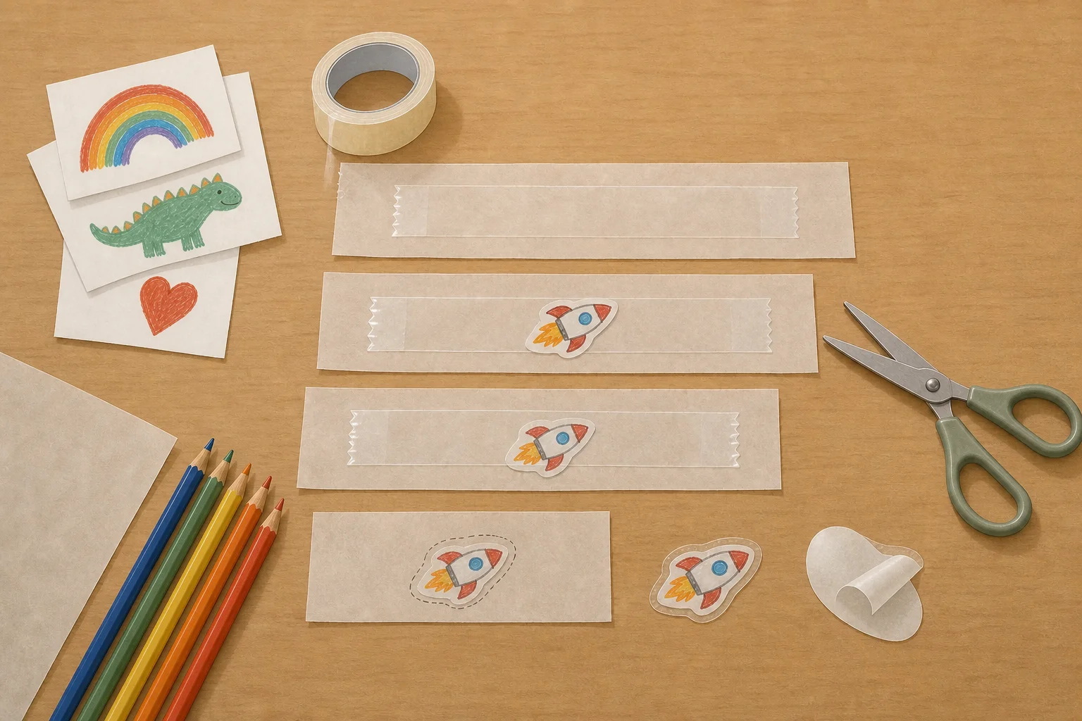 Illustration zur Lomiva-Idee „Sticker aus Kinderzeichnungen“.