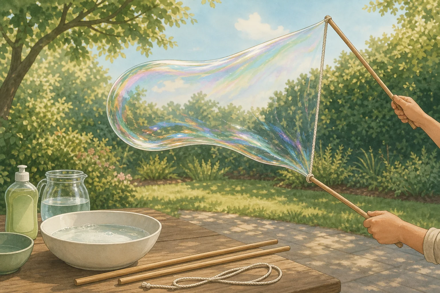 Illustration zur Lomiva-Idee „Riesige Seifenblasen“.