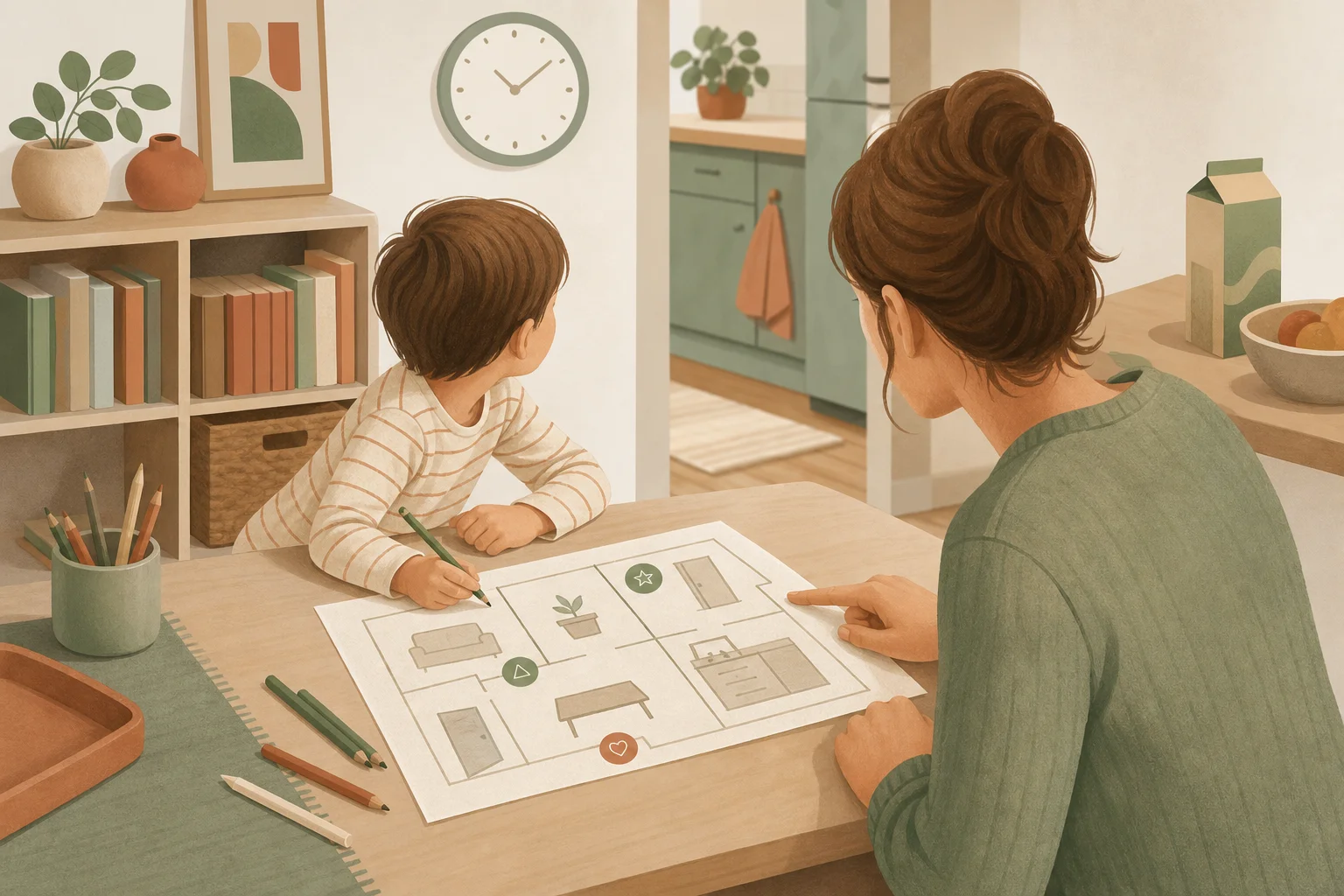 Illustration zur Lomiva-Idee „Buchstaben- und Zahlenspuren kartieren“.
