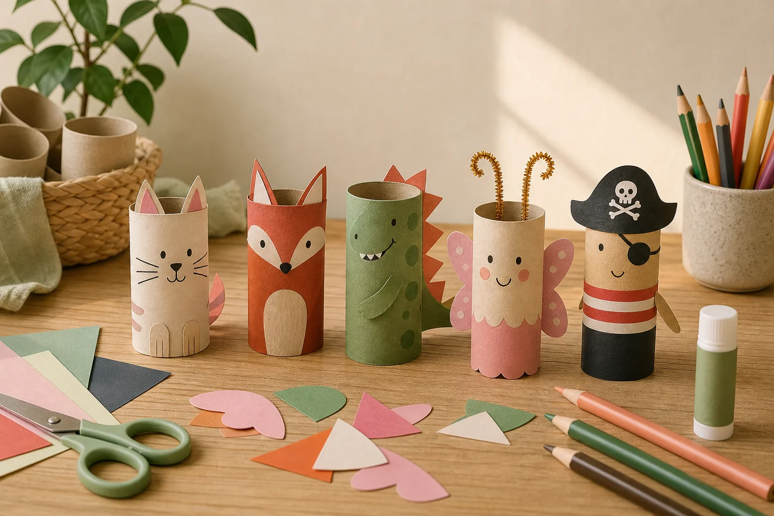 Illustration zur Lomiva-Idee „Klopapierrollen-Figuren“.