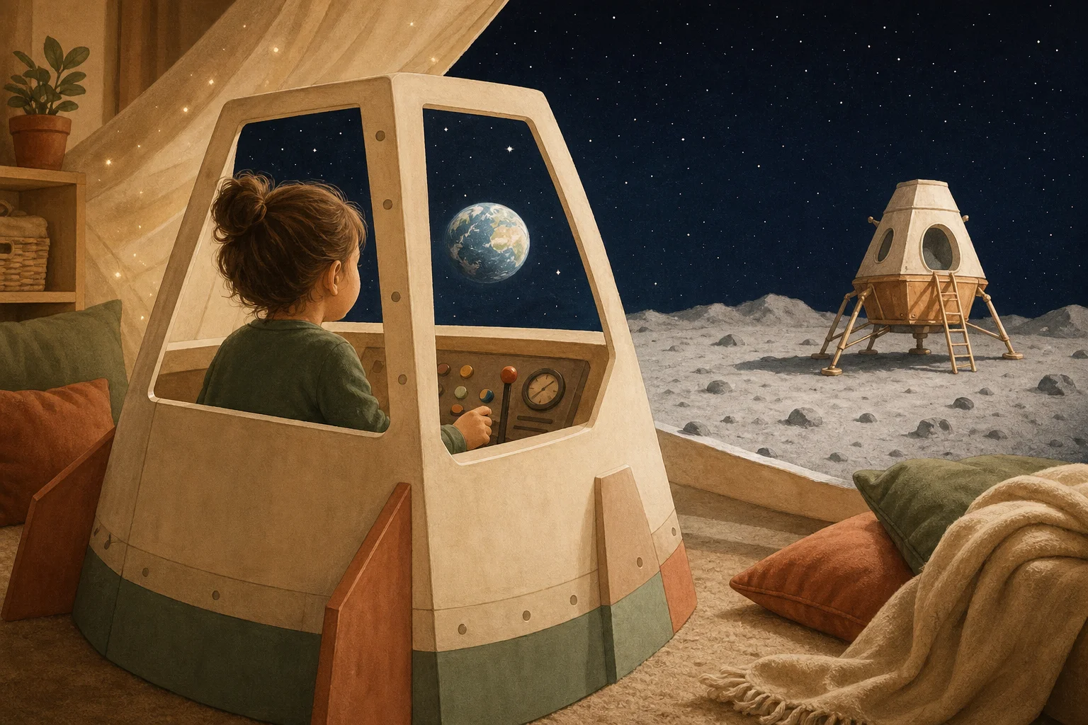 Illustration zur Lomiva-Idee „Reise zum Mond“.