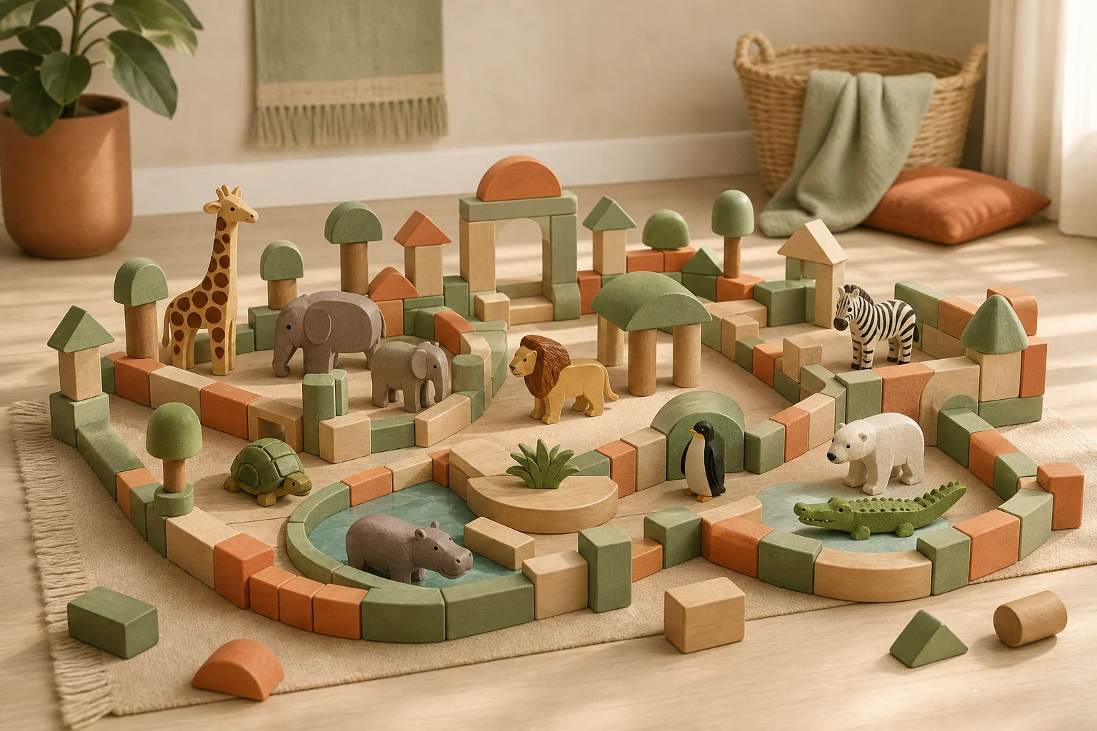Illustration zur Lomiva-Idee „Bauklotz-Tierpark“.