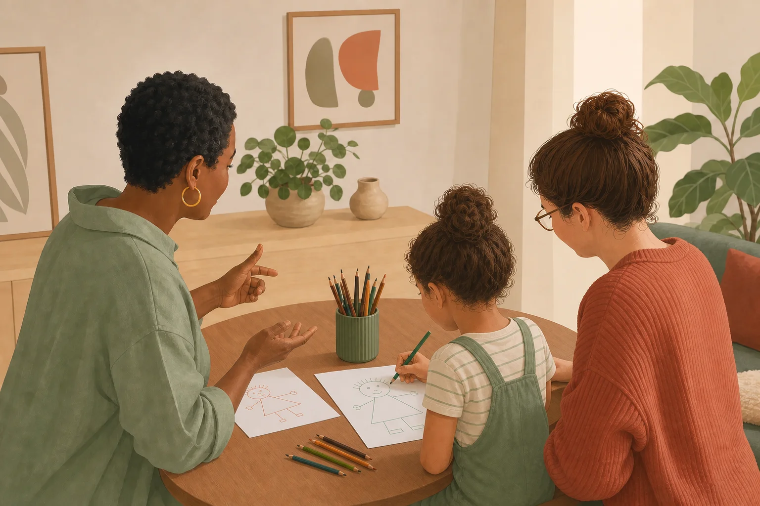 Illustration zur Lomiva-Idee „Blind nach Beschreibung zeichnen“.