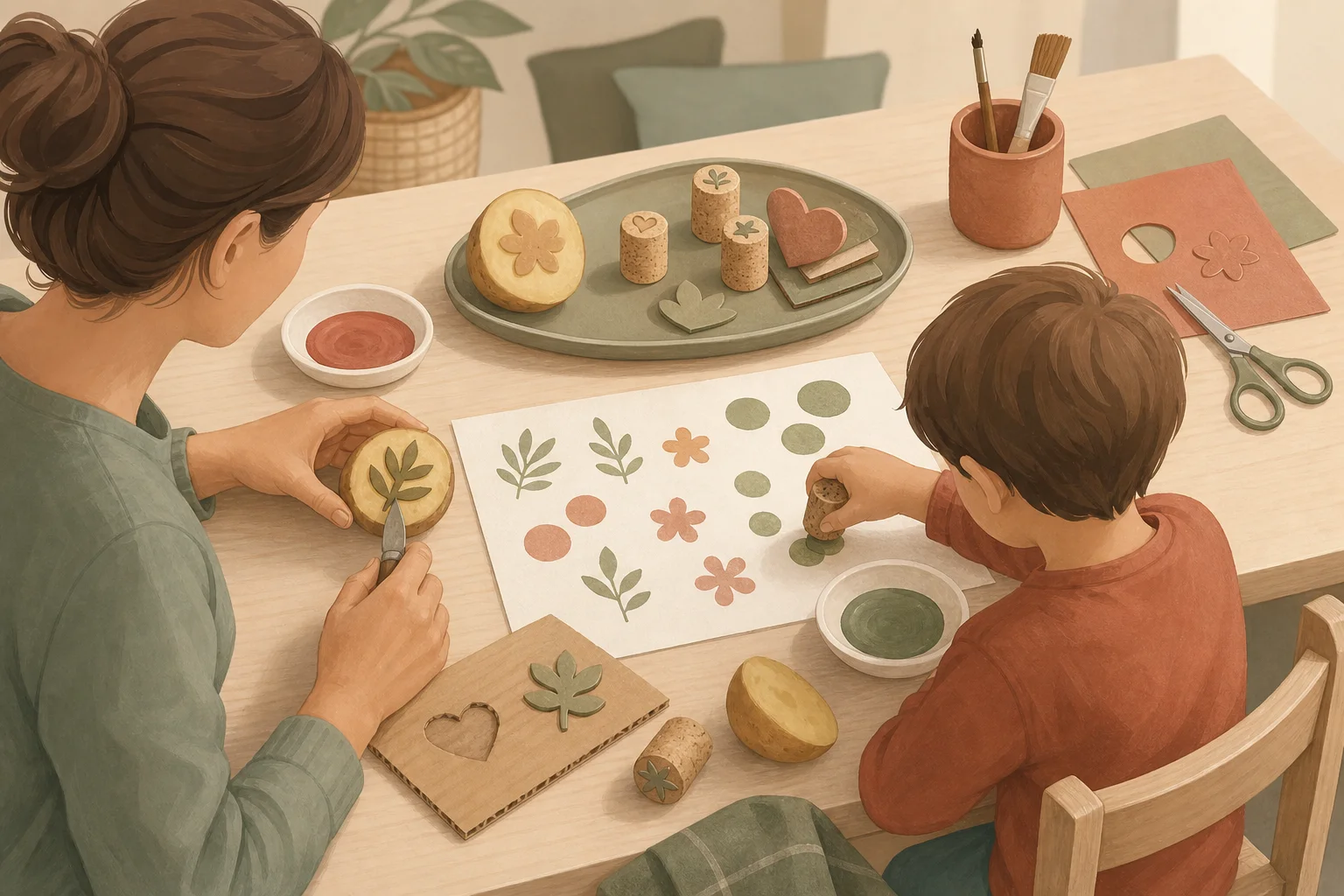 Illustration zur Lomiva-Idee „Eigene Stempel herstellen“.