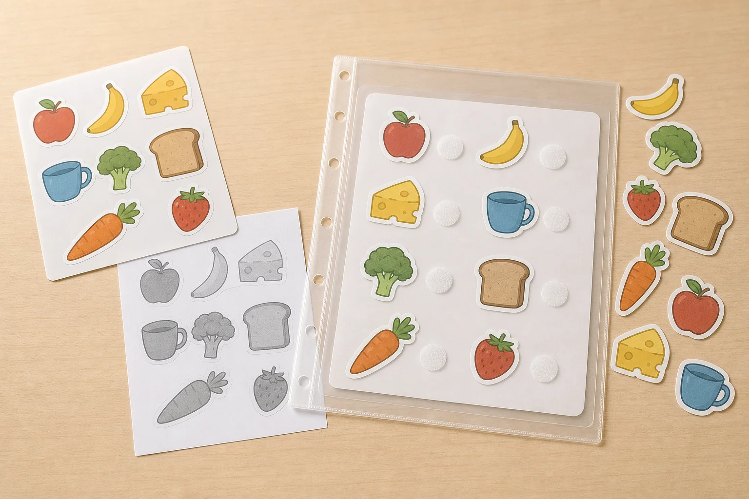 Illustration zur Lomiva-Idee „Sticker immer wieder zuordnen“.