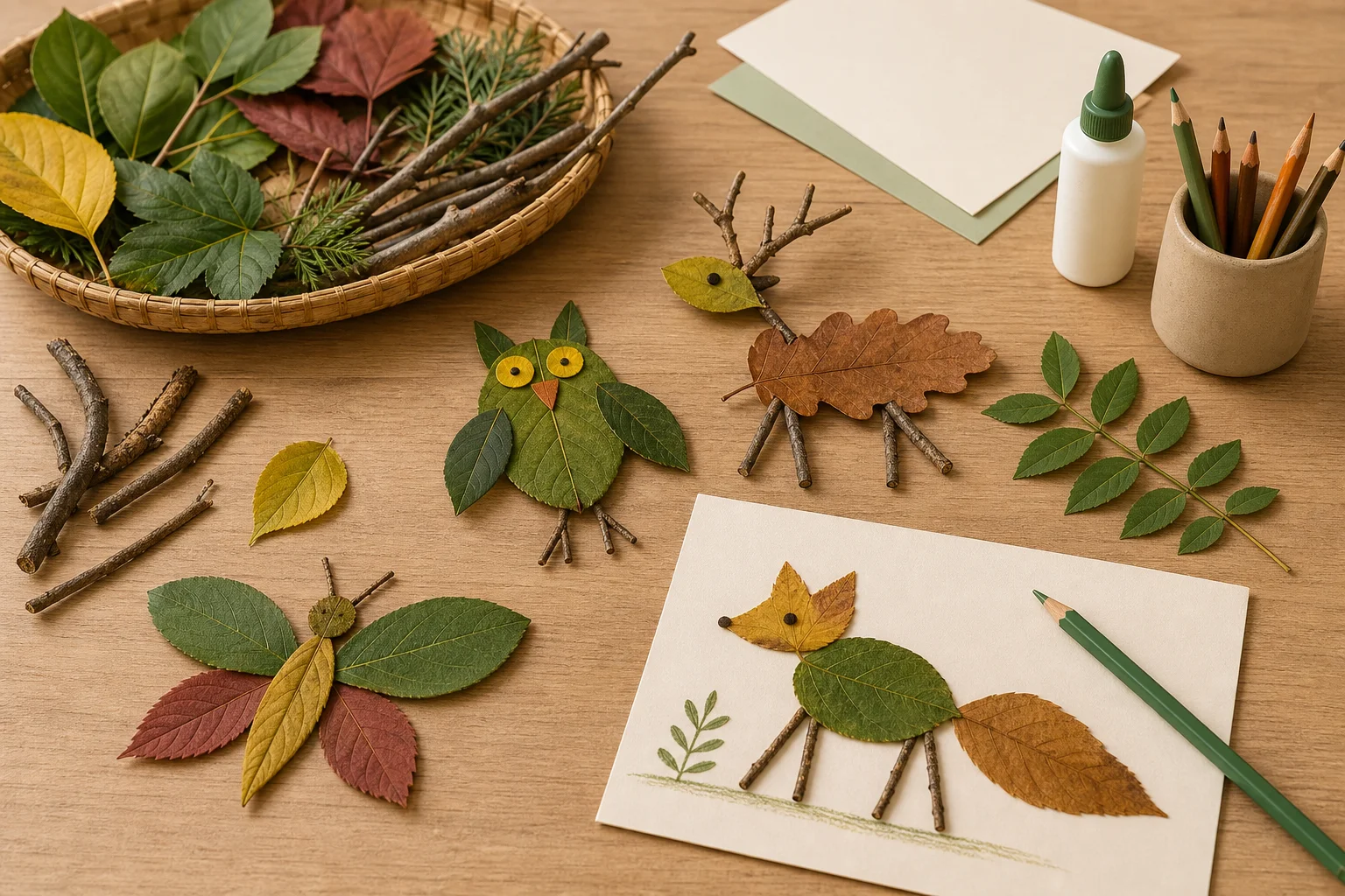 Illustration zur Lomiva-Idee „Blättertiere legen“.