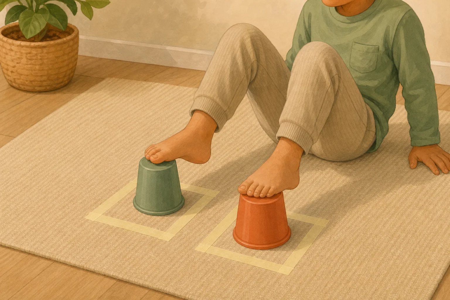 Illustration zur Lomiva-Idee „Becher-Füße“.
