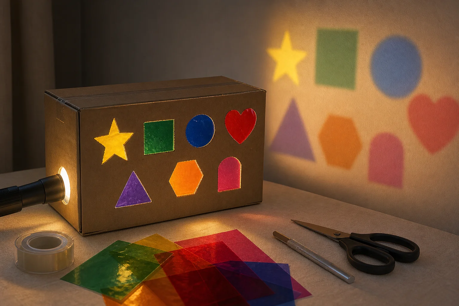Illustration zur Lomiva-Idee „Leuchtende Formenbox“.