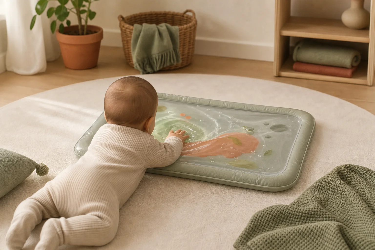 Illustration zur Lomiva-Idee „Bewegungen in der Wassermatte beobachten“.