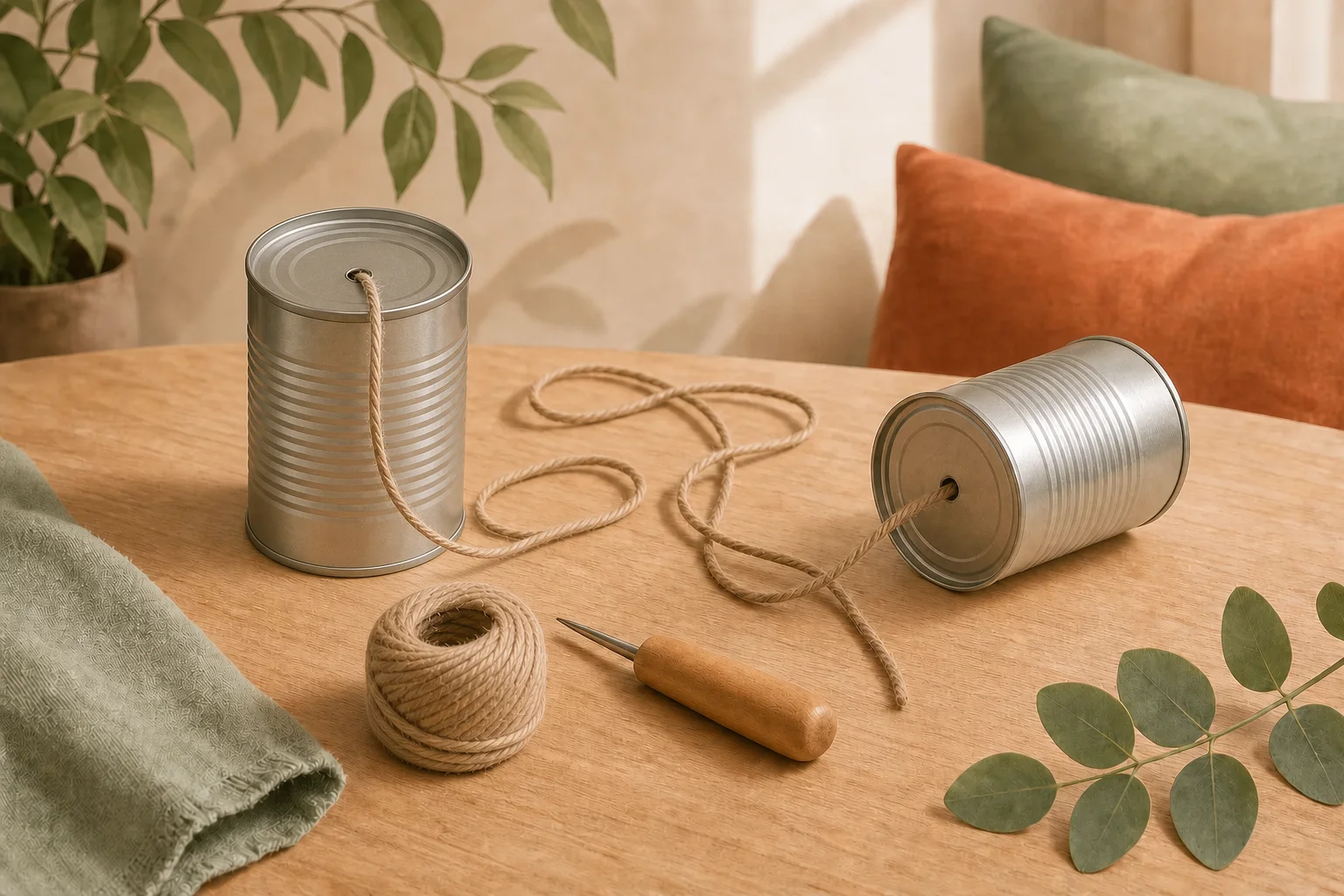 Illustration zur Lomiva-Idee „Dosentelefon“.