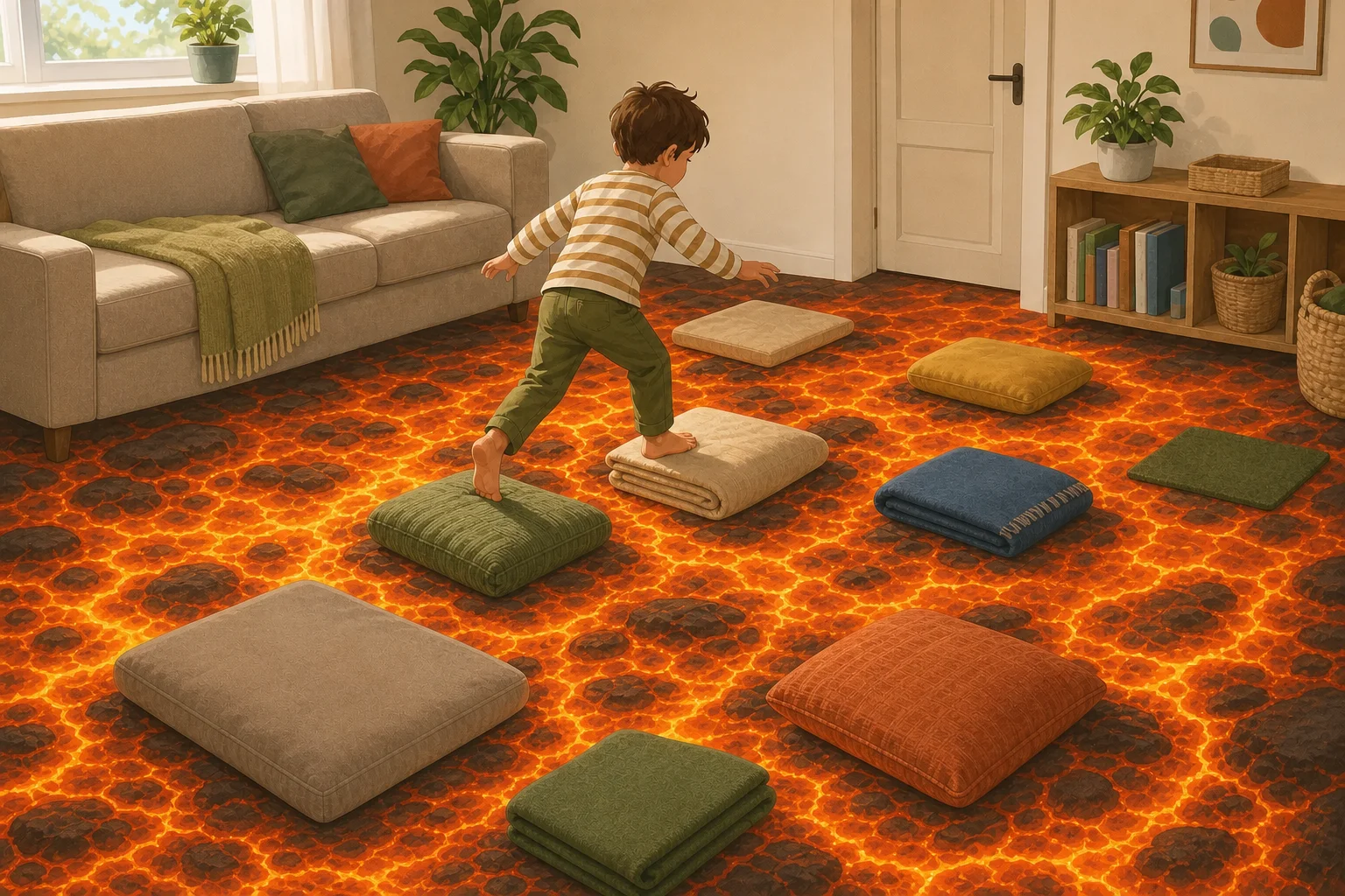Illustration zur Lomiva-Idee „Der Boden ist Lava“.
