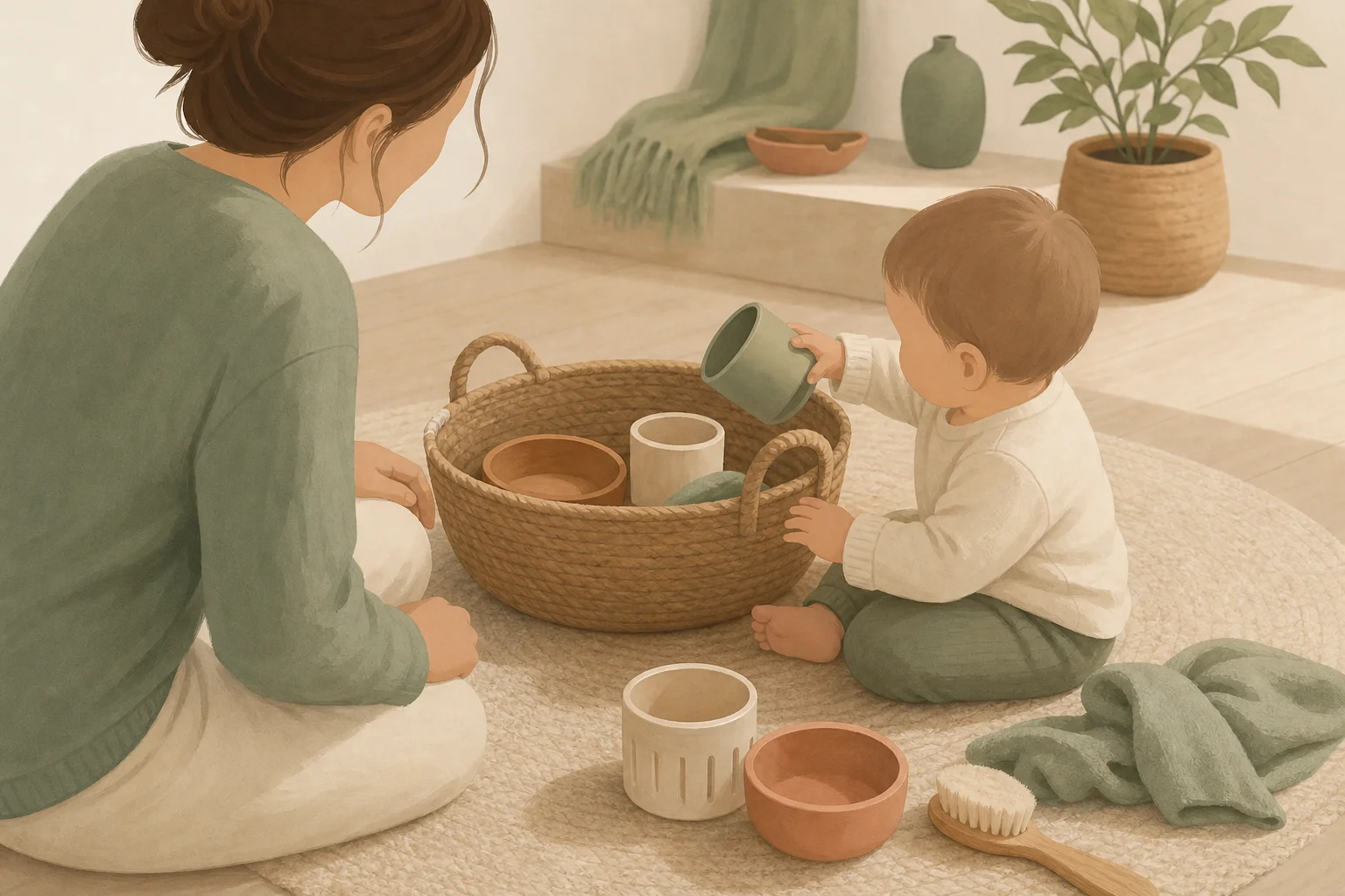 Illustration zur Lomiva-Idee „Einräumen und Ausräumen“.