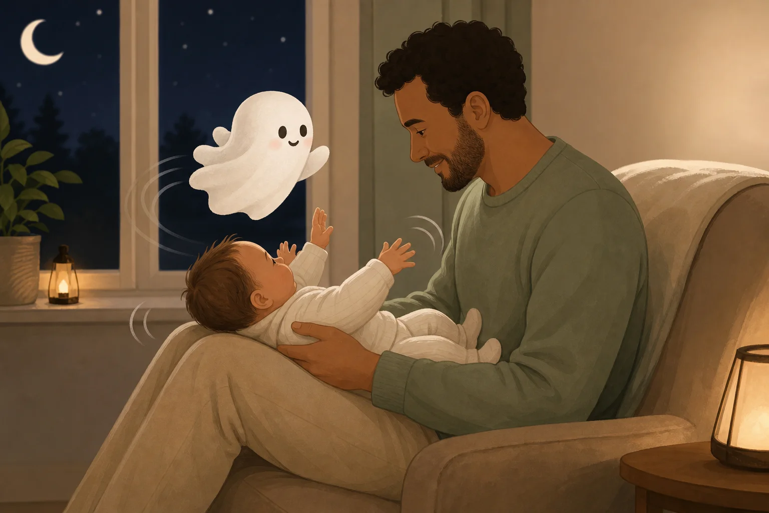 Illustration zur Lomiva-Idee „Hui, das kleine Gespenst“.